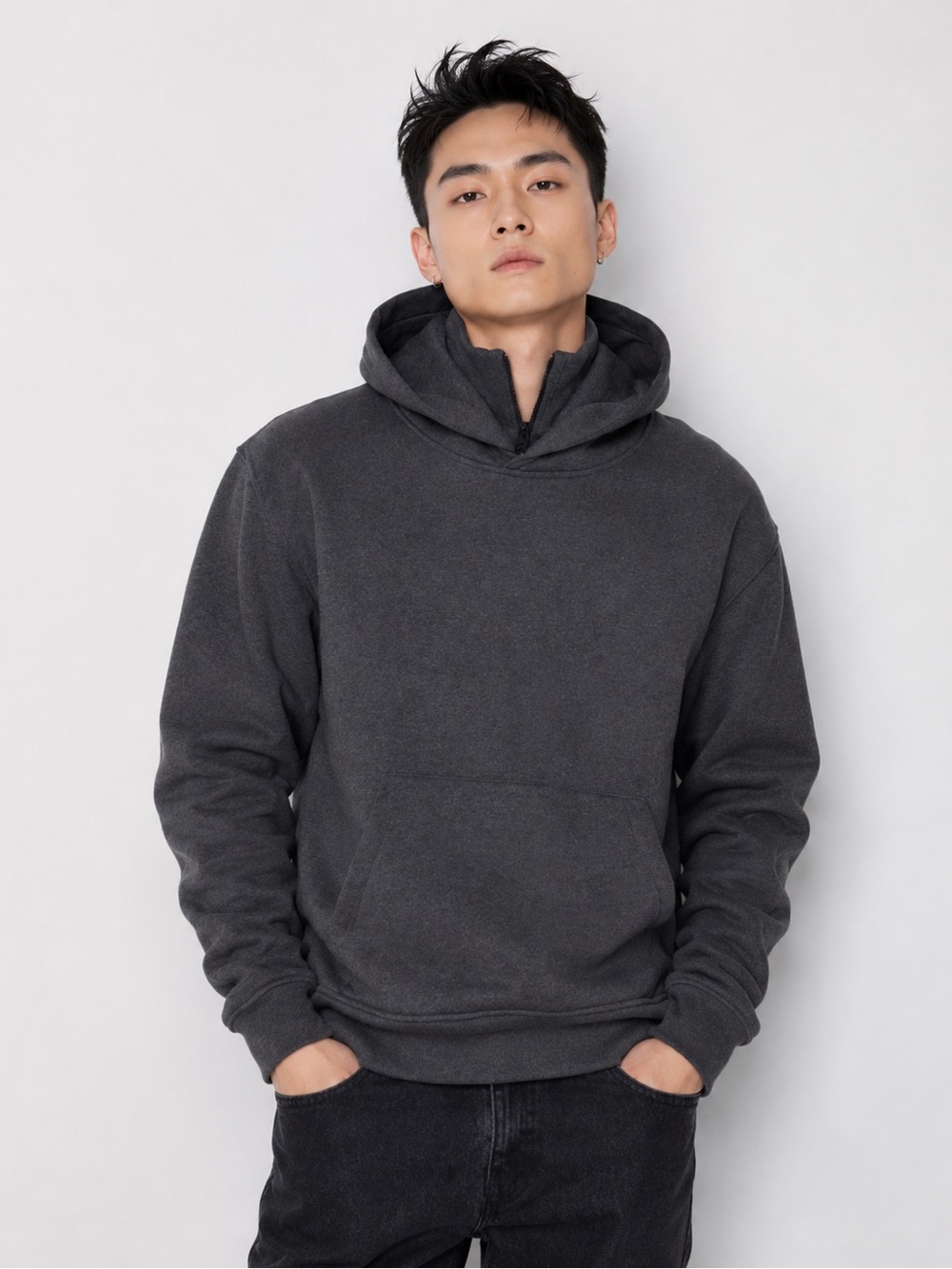 Frame Half zip surplus cotton blend hoodie